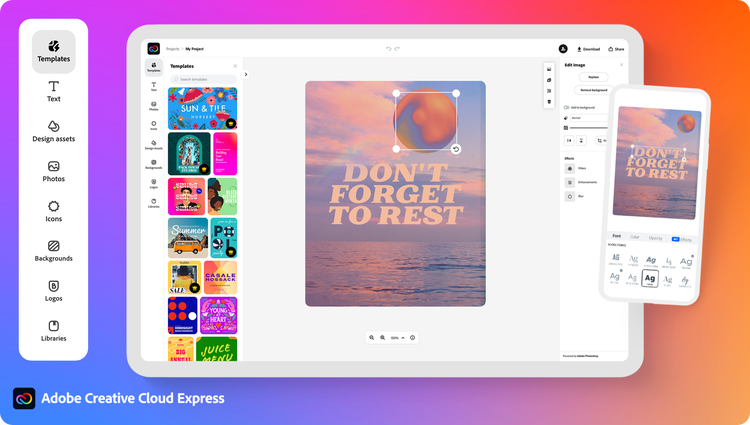 rotate video online adobe express